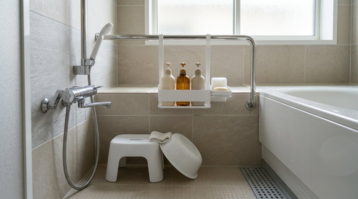 Japanese Bathroom Shower Caddy Setup Guide: Hanging Racks and Magnetic Dispensers
