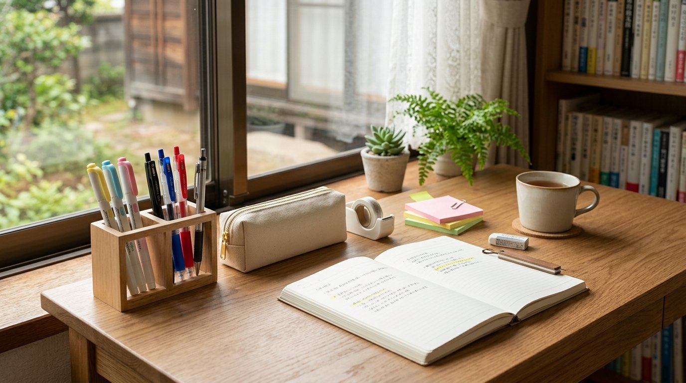 Japanese Stationery and Study Supply Setup Guide: Standing Pencil Cases and Flat-Lay Notebooks