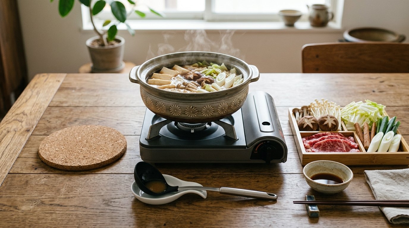 Japanese Tabletop Nabe Hot Pot Setup Guide: Cassette Stoves, Donabe Care, and Table Accessories