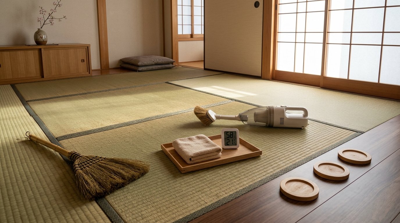 Japanese Tatami Room Care Guide: Soft Vacuum Heads, Furniture Leg Cups, and Dry Maintenance
